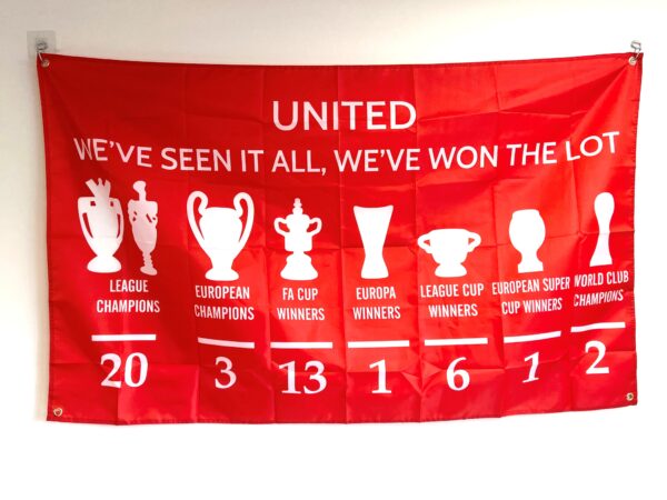 MANCHESTER UNITED TROPHY HISTORY FLAG