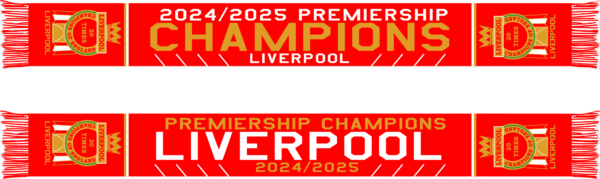 LIVERPOOL CHAMPIONS OF ENGLAND 2024/25 SCARF